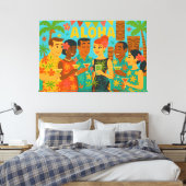 Mid Century 60s Luau Office Cocktail Party Canvas Afdruk (Insitu (Slaapkamer))