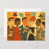 Mid Century 60s Office Cocktail Party Briefkaart (Voorkant / Achterkant)