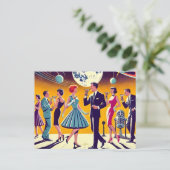 Mid Century 60s Space Age Cocktail Party Briefkaart (Staand voorkant)