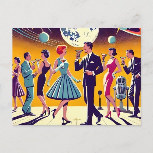 Mid Century 60s Space Age Cocktail Party Briefkaart (Voorkant)