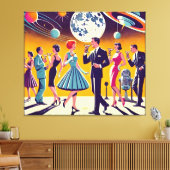Mid Century 60s Space Age Cocktail Party Canvas Afdruk (Insitu (Woonkamer))