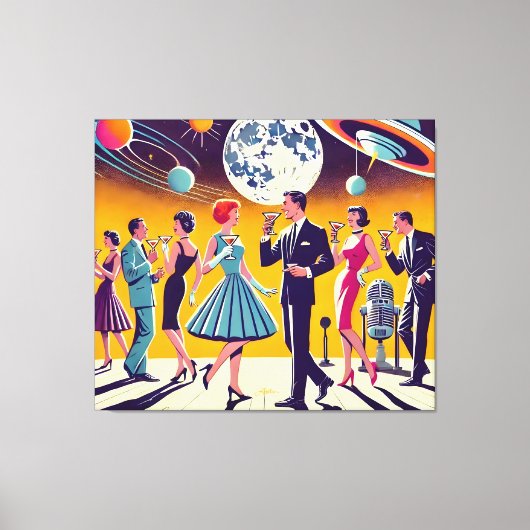 Mid Century 60s Space Age Cocktail Party Canvas Afdruk (Voorkant)