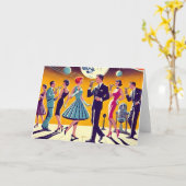 Mid Century 60s Space Age Cocktail Party Kaart (Gele Bloem)