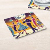 Mid Century 60s Space Age Cocktail Party Kartonnen Onderzetters (Schuin)