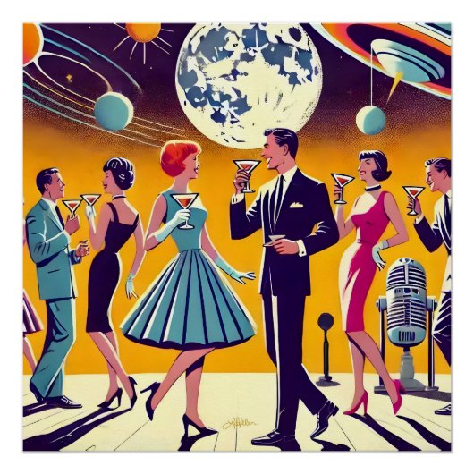 Mid Century 60s Space Age Cocktail Party Perfect Poster (Voorkant)
