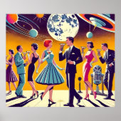 Mid Century 60s Space Age Cocktail Party Poster (Voorkant)