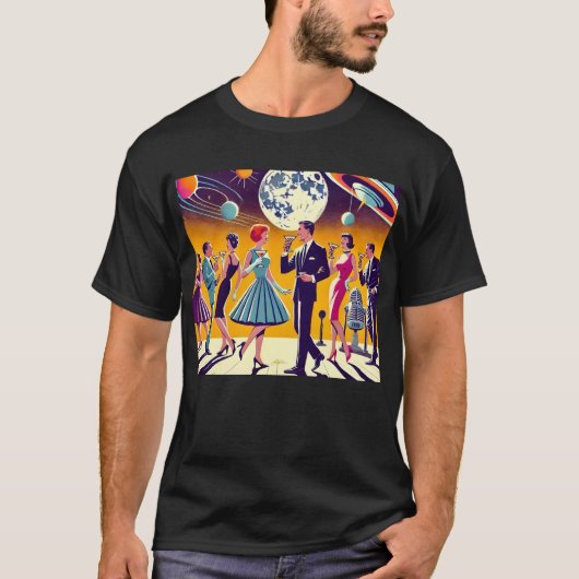 Mid Century 60s Space Age Cocktail Party T-shirt (Voorkant)