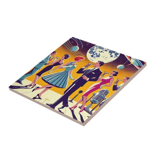 Mid Century 60s Space Age Cocktail Party Tegeltje (Zijkant)