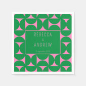 Mid Century Abstract Bos Groen & Roze Servet (Voorkant)