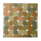 Mid Century Abstract Bruin Sinaasappel Tan Pattern Tegeltje (Voorkant)