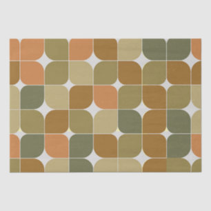 Mid Century Abstract Bruin Sinaasappel Tan Pattern Tissuepapier