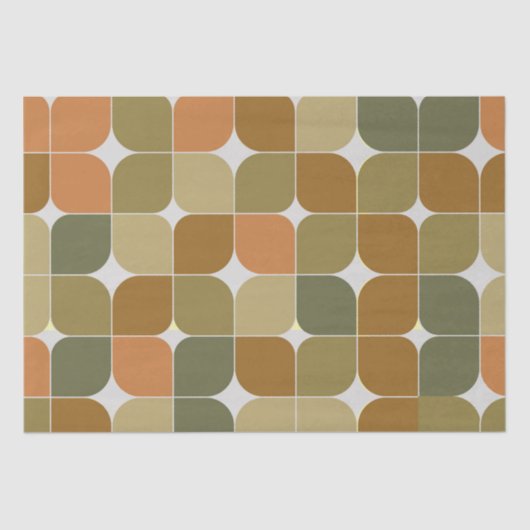 Mid Century Abstract Bruin Sinaasappel Tan Pattern Tissuepapier (Voorkant)