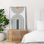 Mid Century Abstract Geometric Modern minimalist Poster<br><div class="desc">Een minimalistisch modern abstract poster met een halfeeuwse geometrische vormgeving in zwart-wit en goud op een witte achtergrond. Het perfecte accessoire voor een minimaal hedendaags huis.</div>