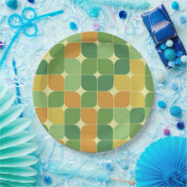 Mid Century Abstract Patroon groen sinaasappel Gee Papieren Bordje (Feest)