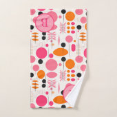 Mid Century Abstract Pattern Kleurrijke Monogram Bad Handdoek (Handdoek)