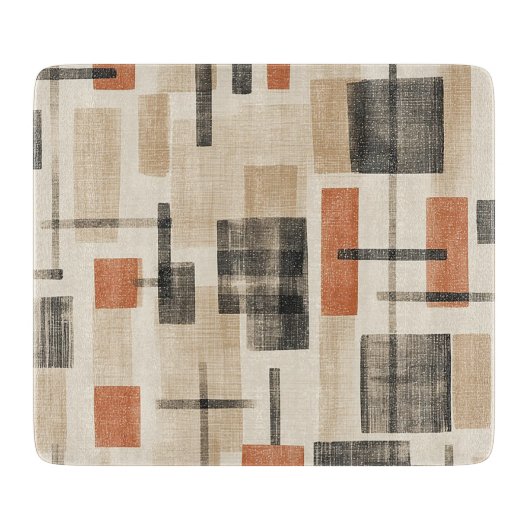 Mid Century Abstract Plaid Snijplank (Voorkant)