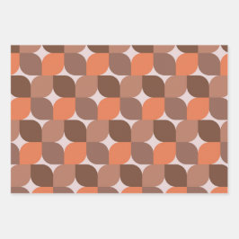 Mid Century Abstract Sinaasappel Brown Inpakpapier Vel