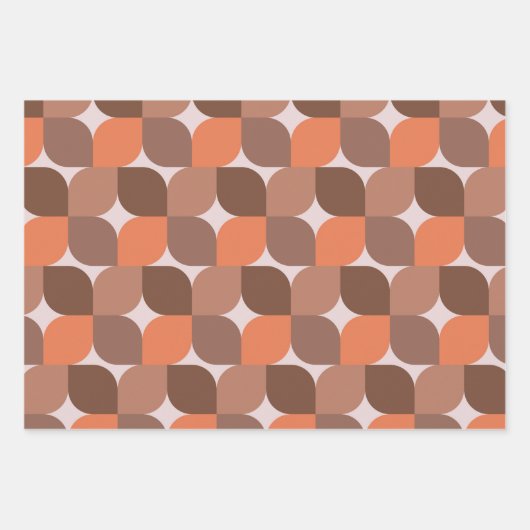 Mid Century Abstract Sinaasappel Brown Inpakpapier Vel (Voorkant)