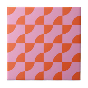 Mid Century Abstract Sinaasappel Semi Circles op R Tegeltje