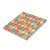 Mid Century Abstracte geometrische rode Blauwgroen Tegeltje (Zijkant)
