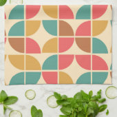 Mid Century Abstracte geometrische rode Blauwgroen Theedoek (Gevouwen)