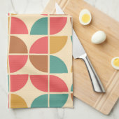 Mid Century Abstracte geometrische rode Blauwgroen Theedoek (Quarter Fold)