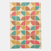 Mid Century Abstracte geometrische rode Blauwgroen Theedoek (Verticaal)