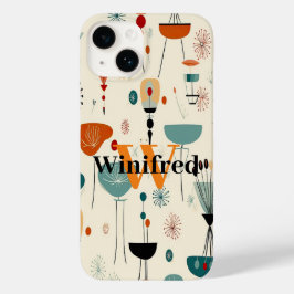 Mid-Century Abstracte Monogram Aangepaste Naam Case-Mate iPhone 14 Hoesje