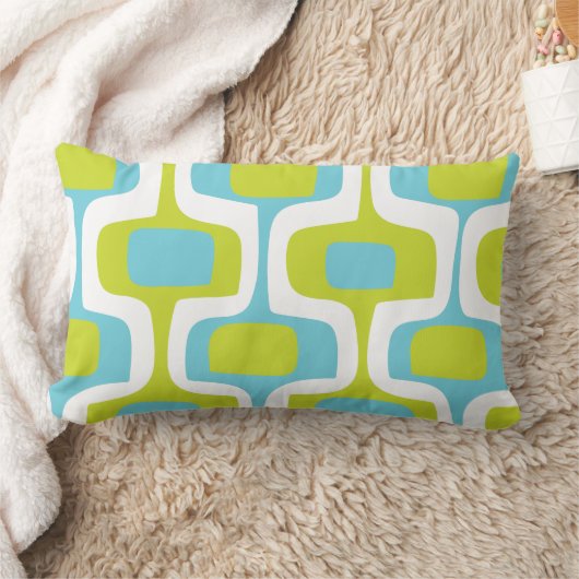 Mid-Century Aqua Chartreuse MCM Retro Patroon Kussen (Deken)