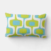 Mid-Century Aqua Chartreuse MCM Retro Patroon Kussen (Achterkant)