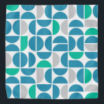 Mid Century Aquatische Tegels Bandana<br><div class="desc">Een speels,  aquatisch getint midden van de eeuw modern patroon van halve cirkels en vierkanten.</div>