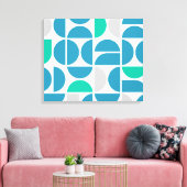 Mid Century Aquatische Tegels Canvas Afdruk (Insitu (Woonkamer))