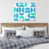 Mid Century Aquatische Tegels Canvas Afdruk (Insitu (Slaapkamer))