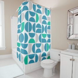 Mid Century Aquatische Tegels Douchegordijn