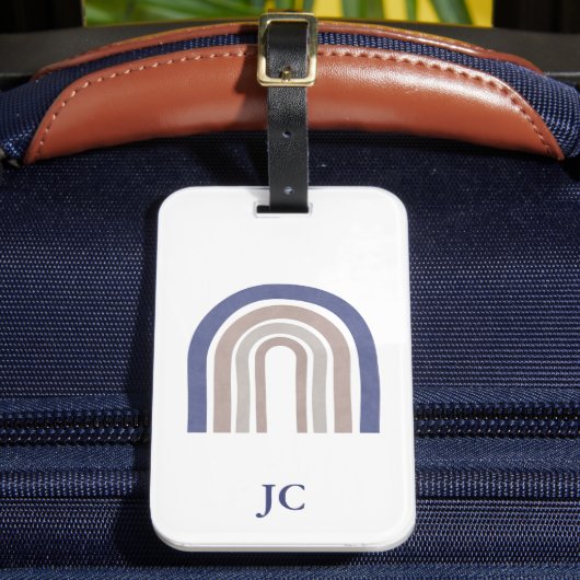 Mid Century Arches - Blauw en beige Bagagelabel (Voorkant Insitu 2)