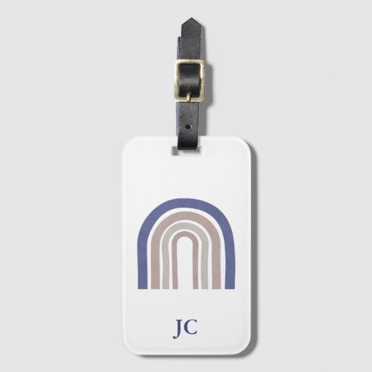 Mid Century Arches - Blauw en beige Bagagelabel (Voorkant (verticaal))