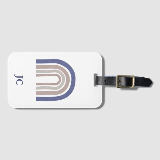 Mid Century Arches - Blauw en beige Bagagelabel (Voorkant (horizontaal))