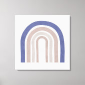 Mid Century Arches - Blauw en beige Canvas Afdruk (Voorkant)