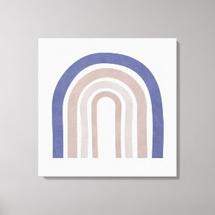 Mid Century Arches - Blauw en beige Canvas Afdruk
