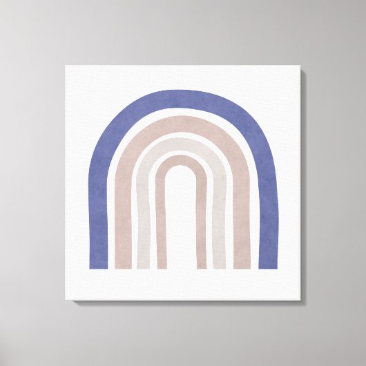 Mid Century Arches - Blauw en beige Canvas Afdruk (Voorkant)