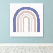 Mid Century Arches - Blauw en beige Canvas Afdruk (Insitu (Houten vloer))
