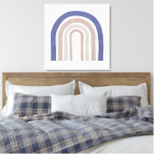Mid Century Arches - Blauw en beige Canvas Afdruk (Insitu (Slaapkamer))