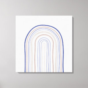 Mid Century Arches - Blauw en beige Canvas Afdruk