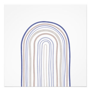 Mid Century Arches - Blauw en beige Foto Afdruk