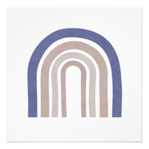 Mid Century Arches - Blauw en beige Foto Afdruk