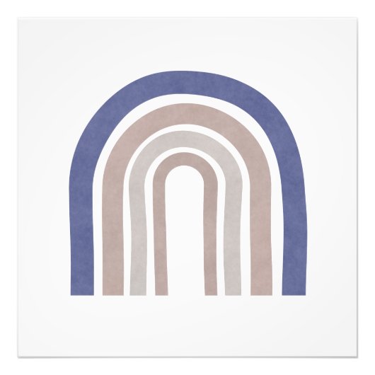 Mid Century Arches - Blauw en beige Foto Afdruk (Voorkant)