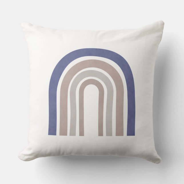 Mid Century Arches - Blauw en beige Kussen (Voorkant)