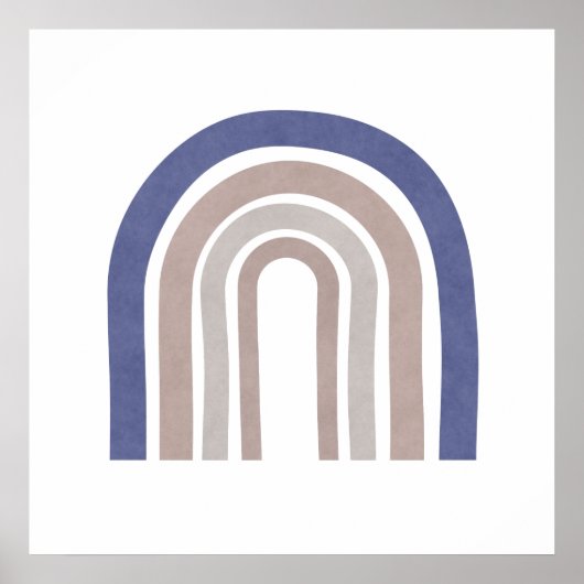 Mid Century Arches - Blauw en beige Poster (Voorkant)