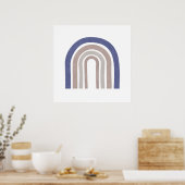 Mid Century Arches - Blauw en beige Poster (Keuken)