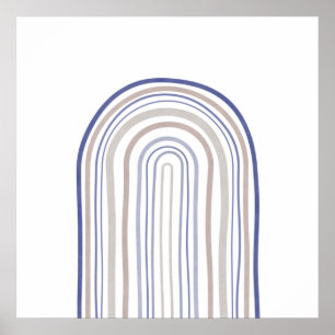 Mid Century Arches - Blauw en beige Poster